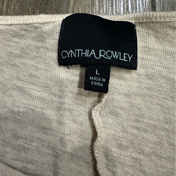 Cynthia Rowley Linen Blend Peasant Blouse Top Women’s Large Boho Babydoll Cream - Picture 9 of 11